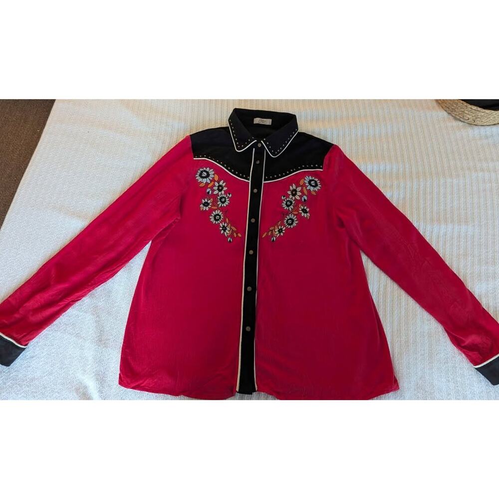 John Moon Texas Western Snap Shirts Bundle L | Embroidered Floral Fringe Studded